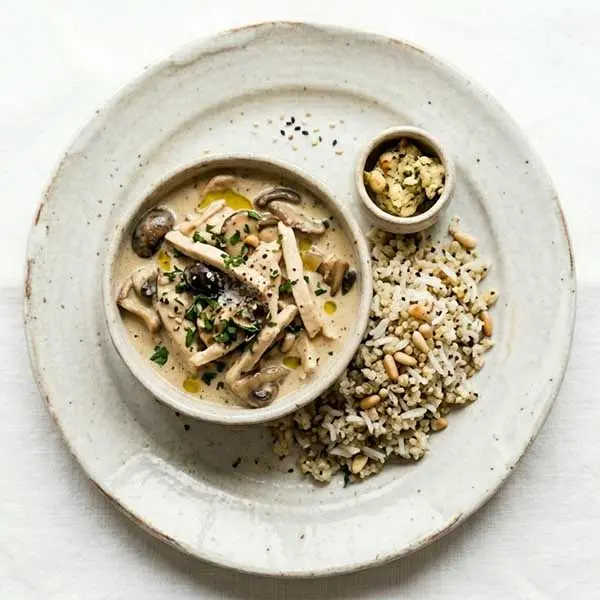 Creamy Mushroom Chicken with Garlicy Quinoa Rice Mix